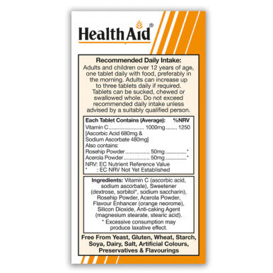 Health Aid Vitamin C 1000mg Chewable Orange Flavour