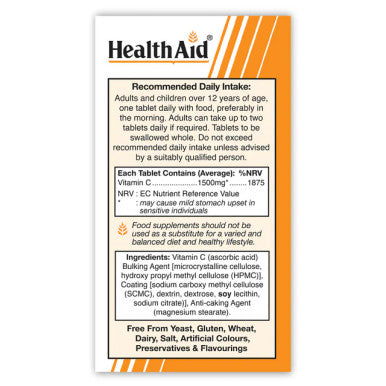 Health Aid Vegan Vitamin C 1500mg Prolonged Release