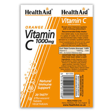Health Aid Vitamin C 1000Mg Effervescent Orange Flavour 20'S