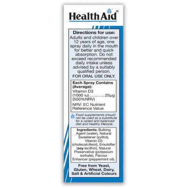 Health Aid Vitamin D3 1000iu Oral Spray 20ml