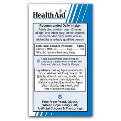 HealthAid Vitamin D 1000iu - 30 Tablets
