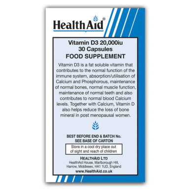 Health Aid Vitamin D3 20,000iu 30's