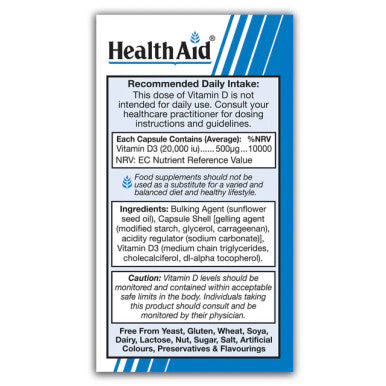 Health Aid Vitamin D3 20,000iu 30's
