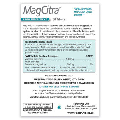 Health Aid MagCitra 1900mg 60's
