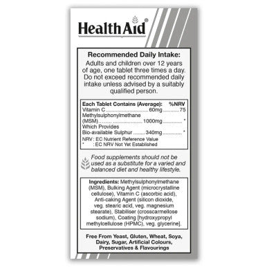 HealthAid MSM 1000mg - 90 Vegetarian Tablets
