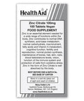 Health Aid Vegan Zinc Gluconate 70mg 90's