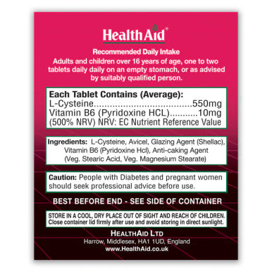 Health Aid L-Cysteine 550mg with Vitamin B6