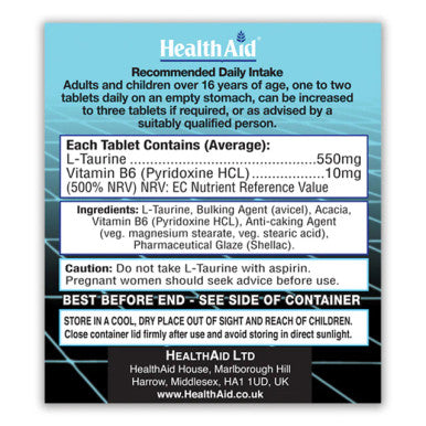 Health Aid L-Taurine 550mg with Vitamin B6 60's