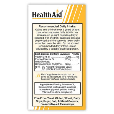 Health Aid Evening Primrose Oil 500mg with Vitamin E