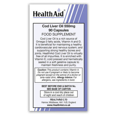 Health Aid Cod Liver Oil 550mg