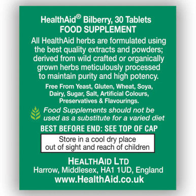 Health Aid Bilberry 275mg 30's