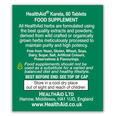 HealthAid Karela Extract 1250 mg - 60 Tablets