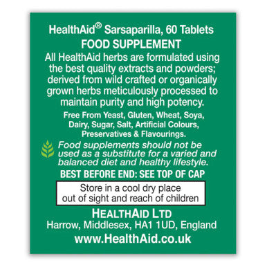 HealthAid Sarsaparilla 560mg - 60 Vegan Tablets