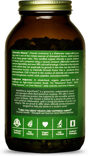 HealthForce SuperFoods Chlorella Manna - 1200 Vegan Capsules - Freshwater Alga Supplement, Supports Detoxification, Antioxidant - Organic, Gluten Free - 200 Servings