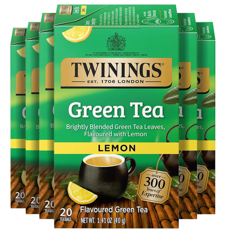Twinings Lemon & Ginger, Caffeine-Free Herbal Tea Bags, 100 CT Box (1 Pack) | Spicy & Tangy, Ginger, Lemon Peel, Lemongrass, Blackberry Leaves, Soothe Digestion, 100 Foil Lined Individually Wrapped Bags