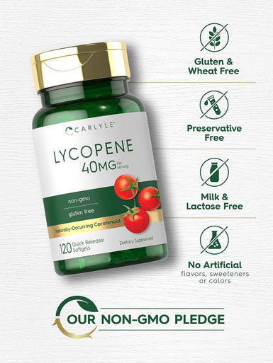 Carlyle Lycopene 40mg | 120 Softgels | Naturally-Occurring Carotenoid | Non-GMO & Gluten Supplement