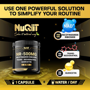 3In1 Nad+ Supplement With Nicotinamide Riboside, Resveratrol, Quercetin - Cellular Energy & Repair, Healthy Aging, Overall Vitality - 90 Count - 90 Days Supply