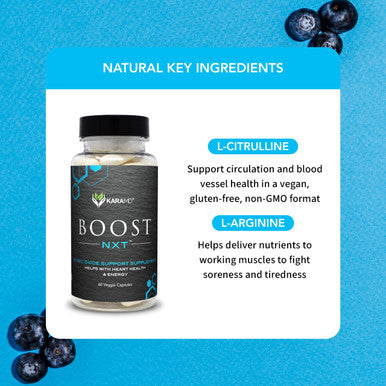 Karamd Boost Nxt | Nitric Oxide Booster Supplement | Natural L-Citrulline & L-Arginine Amino Acids | Improve Energy, Muscle Building & Performance | Non-Gmo, Gluten Free & Vegan Friendly (30 Servings)