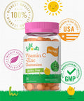 Vitamin C and Zinc Gummies for Kids | 36 Count | Vegan, Non-GMO, Gluten Free Supplement | by Lil' Sprouts