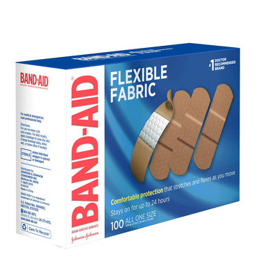 Band-Aid Flexible Fabric Adhesive Bandages 3/4 Inch X 3 Inches 100 Count (Pack Of 4)