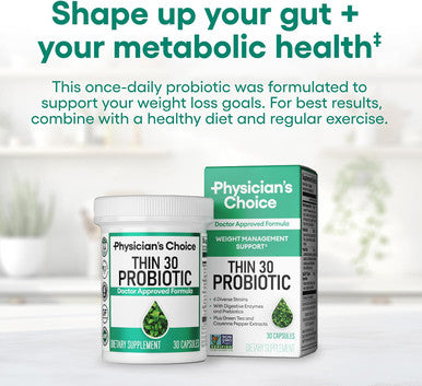 Physician'S Choice Probiotics For Weight Management & Bloating - 6 Probiotic Strains - Prebiotics - Key Ingredient Cayenne & Green Tea - Supports Gut Health - Weight Management For Women & Men - 30 Ct