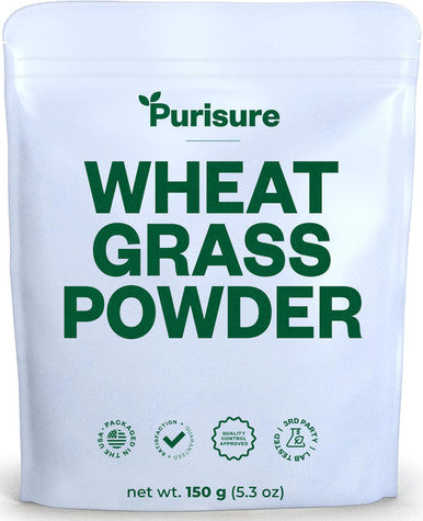 Purisure Wheatgrass Powder 150G Nutritious Greens Powder For Immunity Support And Whole Food Supplement - Rich In Fibers Vitamins & Minerals - Pure Food Green Superfood Non-Gmo & Gluten-Free