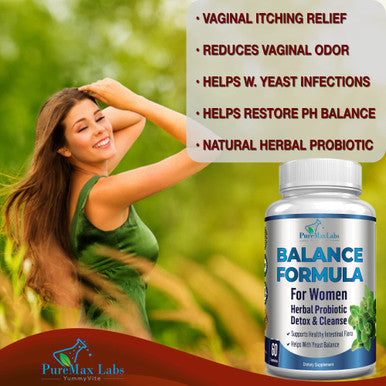 YUMMYVITE Balance Complex For Women - For Vaginal Health, Herbal Detox & Cleanse, Vaginal Probiotics, Supports Healthy Intestinal Flora, Helps With Yeast Infections 60 Capsules