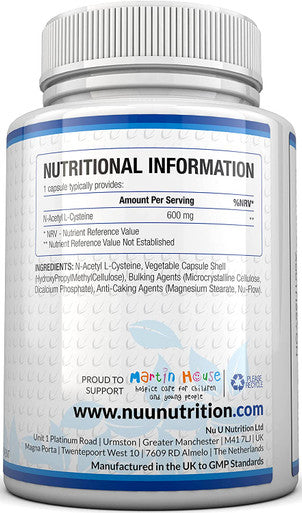 NAC Supplement 600mg - 180 Vegan Capsules, 6 Months Supply - N-Acetyl-Cysteine Amino Acid - High Bioavailability - Providing Non Toxic Stable Form of L-Cysteine - UK Manufactured to GMP Standards
