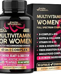 Multivitamin For Women BComplex Whole Foods Hair Growth Support Digestion and Metabolism Iron 47In1 Womens Multivitamin Bioavailable and Gentle On Stomach Made In Usa 90 Capsules
