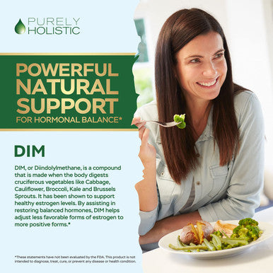 Purely Holistic Dim Supplement 400Mg Plus Bioperine - 150 Vegan Capsules - 5 Month Supply - Hormone Balance For Women & Men - High Strength Diindolylmethane