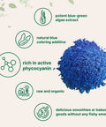 Organic Blue Spirulina Powder (Phycocyanin Extract), No Fishy Smell, 100% Vegan Protein from Blue-Green Algae, Luminous Blue Food Coloring for Smoothies, Baking, Drinks & Cooking - 50 Servings