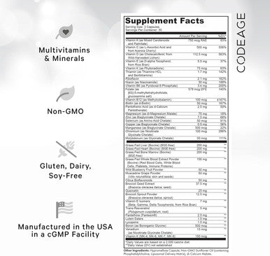 Codeage Multivitamin Performance Elite Max Supplement - Vitamins A B6 B12 C D E Vitamin K (MK-4 MK-6 MK-7 MK-9) Essential Minerals Botanical & Grass-Fed Organ Extracts Lutein - 90 Capsules