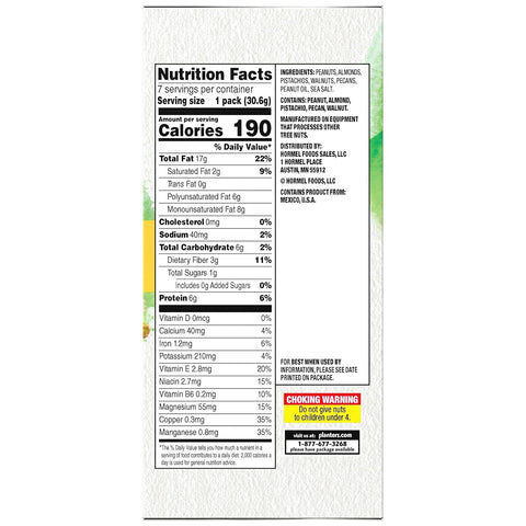 PLANTERS NUT-rition Heart Healthy Mix with Walnuts, 7.5 oz Box (Contains 7 Individual Pouches) - On-the-Go/ Work/School Snack and Active Lifestyle Snack - Great Camping Snacks - Kosher