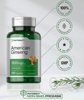American Ginseng Capsules 1800 mg 200 Count Non-GMO Gluten Free Supplement Ginseng Root Extract Complex by Horbaach