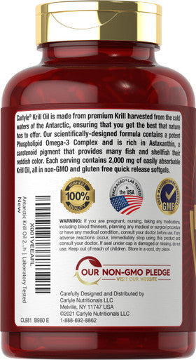 Antarctic Krill Oil 2000 Mg 120 Softgels | Omega-3 Epa, Dha, With Astaxanthin Supplement Sourced From Red Krill | Maximum Strengt
