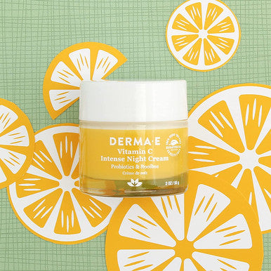 DERMA E Vitamin C Intense Night Cream Brightening and Hydrating Facial Skin Renewing Cream Anti-Aging Overnight Facial Moisturizer 2 oz