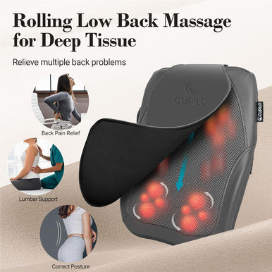 Shiatsu Low Back Massager - 3D Kneading Massage Pillow For Pain Relief,Portable Rolling Massager For Home Office,Ideal Gifts For Mom Dad