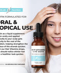 Liquid Biotin with Hair Vitamins, Vitamin C, Organic Coconut Oil, Vitamin E + Vitamin B6. For Hair Skin + Nails and Immunity Support. A Biotin Liquid + Hair Oil Supplement