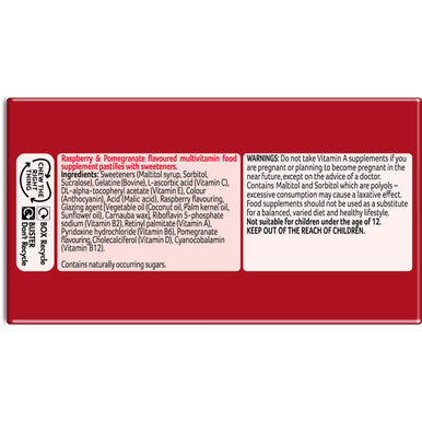 Bassetts Vitamins Adult Raspberry & Pomegranate Flavour Multivitamins 60 Gummy Pastilles