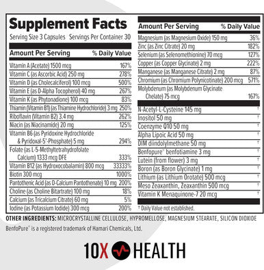10X Health Optimize Methylated Multivitamin for Men & Women - Vitamins & Minerals with 5-MTHF, B Complex, NAC, Magnesium & Zinc Multivitamins - Multi Vitamins for Adults - 90 Capsules
