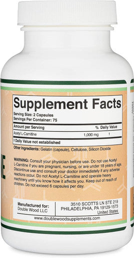 Acetyl L-Carnitine 1,000mg Per Serving, 150 Capsules