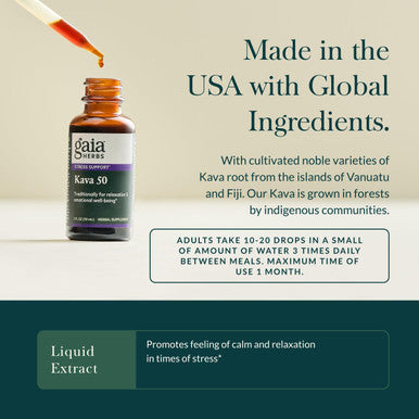 Gaia Herbs Kava Root Extra Strength - Helps Sustain a Sense of Calm Relaxation and Emotional Wellness During Times of - Made with Noble Kava Cultivars - 1 Fl Oz
