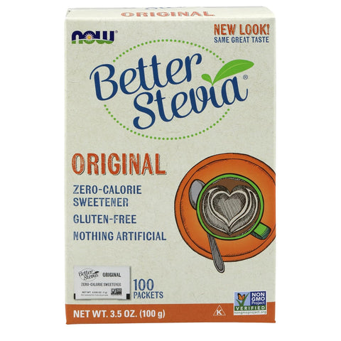 NOW Foods BetterStevia Zero-Calorie Granulated Sweetener Packets, Keto Friendly, Suitable for Diabetics, No Erythritol, 100 Packets