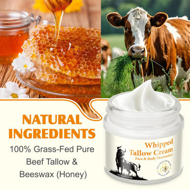 HUYEHF Beef Tallow Honey Lotion Cream Natural Grass-Fed Beef Tallow Cream With Raw Honey Provide All-Around Hydration And Moisturization & Multivitamin Rich Replenish Your Skin With Nutrients