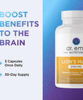 DR. EMIL NUTRITION 2100mg Organic Lions Mane Supplement Capsules Focus Mental Clarity and Cognition Nootropic Lion's Mane Mushroom Supplement with Organic Lions Mane