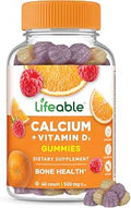 Lifeable Calcium with Vitamin D3 Gummies Calcium 500 mg D3 1000 IU Great Tasting Bone Strength Supplements for Bone Health Calcium Gummies for Women Men 60 Gummies