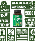 Peak Performance Raw Food Vitamin A Capsules Supplement High Potency Vitamins with Carrot Juice. Great for Immune, Skin, Eye Support. Vegan Pills, Tablets