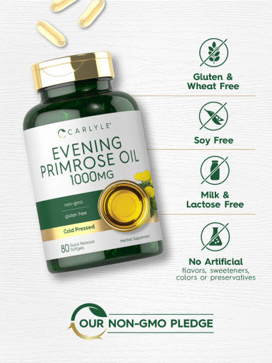 Carlyle Evening Primrose Oil Capsules 1000Mg | 80 Softgels | Non-Gmo & Gluten Free
