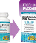 Natural Factors Ultimate Probiotic 12/12 Formula Supplement to Support Digestive Immune Health 12 Billion CFU 60 Capsules 60 Servings