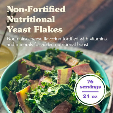 Nunaturals Non-Fortified Nutritional Yeast Flakes Vegan Vegetarian 24 oz